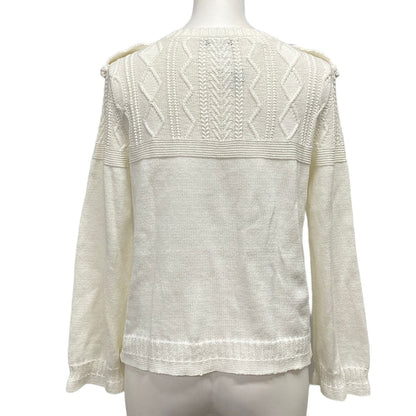 Chanel Long Sleeve Sweater S White Cotton 34 — view 2