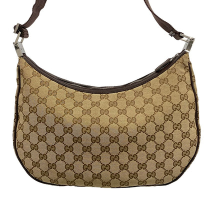 Gucci Shoulder Bag GG Pattern Beige Dark Brown Leather — view 3