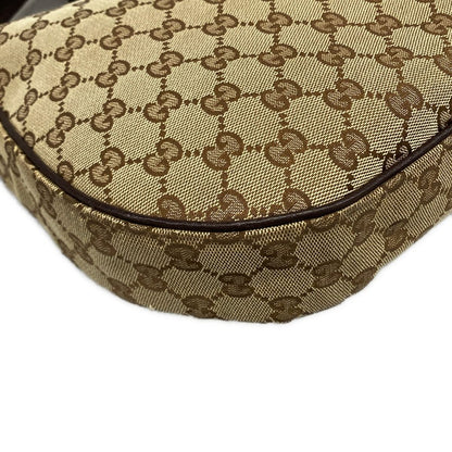 Gucci Shoulder Bag GG Pattern Beige Dark Brown Leather — view 6