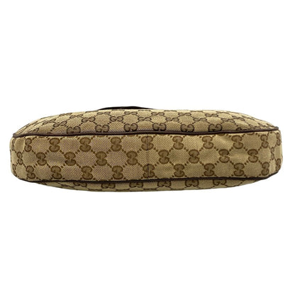 Gucci Shoulder Bag GG Pattern Beige Dark Brown Leather — view 5