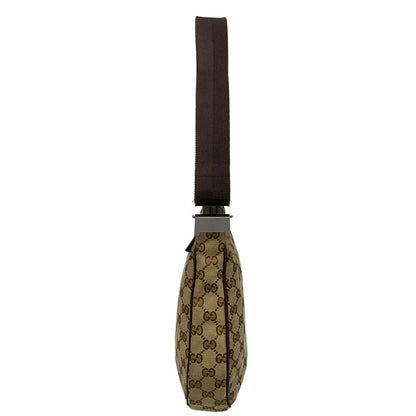 Gucci Shoulder Bag GG Pattern Beige Dark Brown Leather — view 2