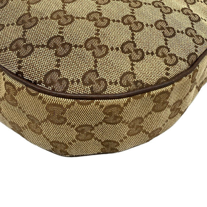 Gucci Shoulder Bag GG Pattern Beige Dark Brown Leather — view 6