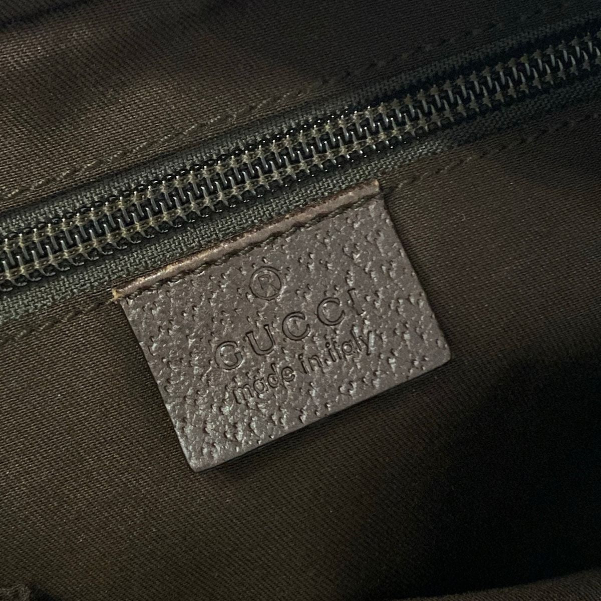 Gucci Shoulder Bag GG Pattern Beige Dark Brown Leather — view 8