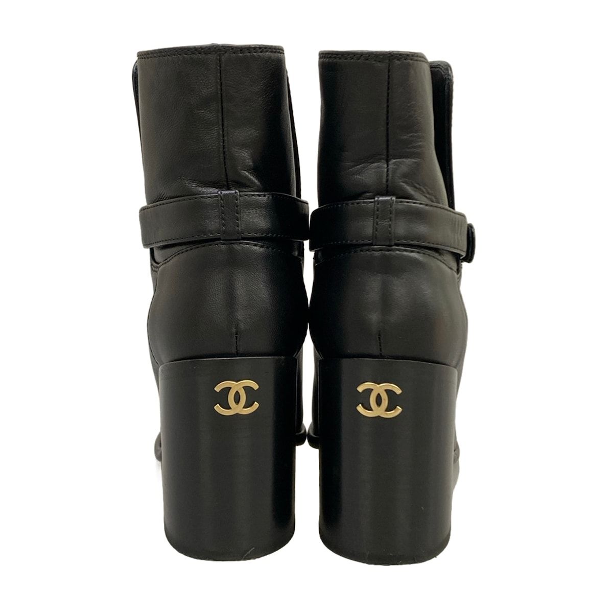 Chanel Short Boots C Black CC Logo Leather — view 6
