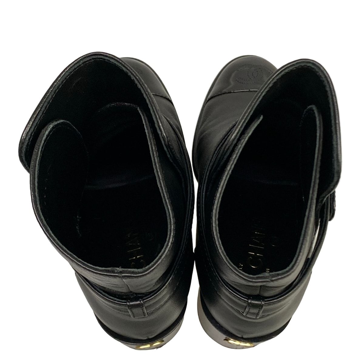 Chanel Short Boots C Black CC Logo Leather — view 7