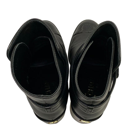 Chanel Short Boots C Black CC Logo Leather — view 7