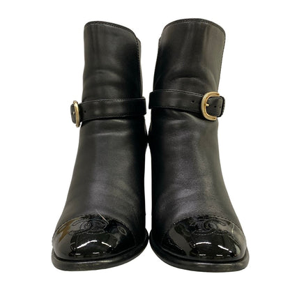 Chanel Short Boots C Black CC Logo Leather — view 5