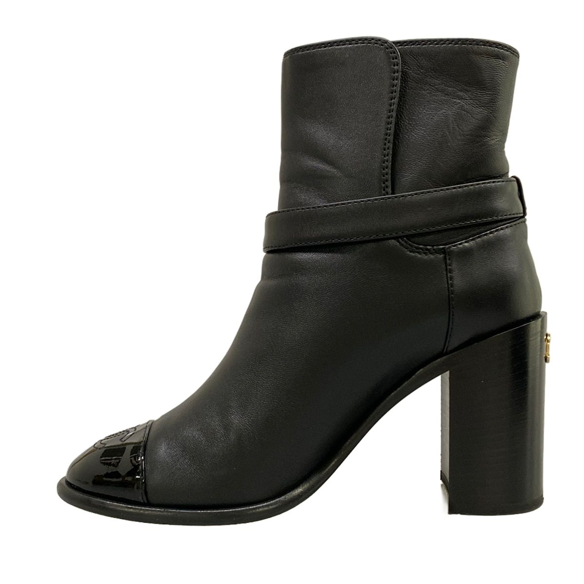 Chanel Short Boots C Black CC Logo Leather — view 3