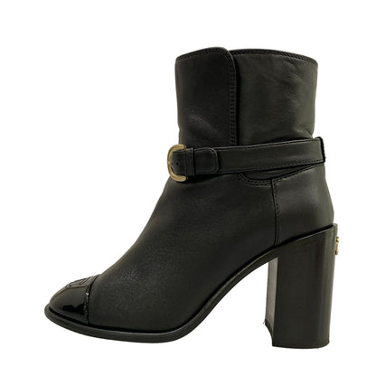 Chanel Short Boots C Black CC Logo Leather