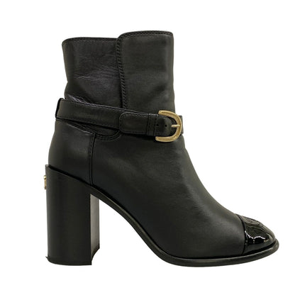 Chanel Short Boots C Black CC Logo Leather — view 4