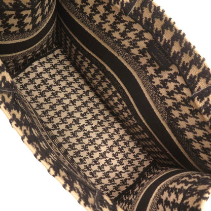 Dior Book Tote Bag Medium Houndstooth Pattern Canvas Beige Black — view 6
