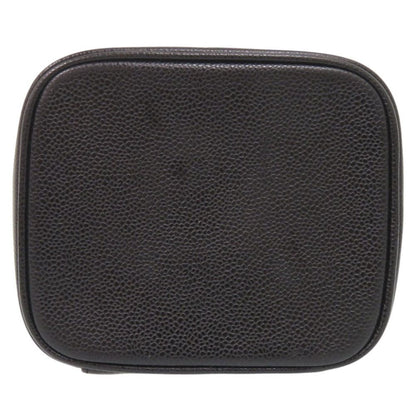 Chanel CC Logo Caviar Leather Black Gold Vanity Makeup Pouch — view 4