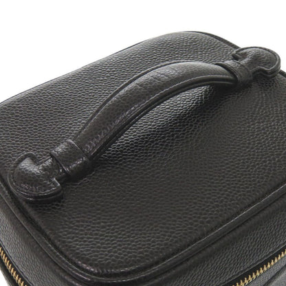 Chanel CC Logo Caviar Leather Black Gold Vanity Makeup Pouch — view 6