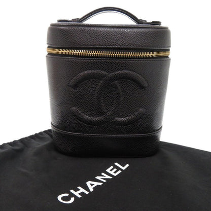 Chanel CC Logo Caviar Leather Black Gold Vanity Makeup Pouch — view 2