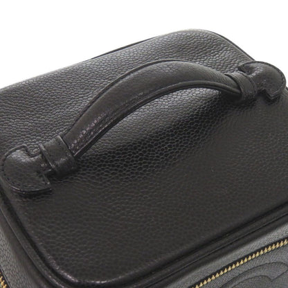 Chanel CC Logo Caviar Leather Black Gold Vanity Makeup Pouch — view 5