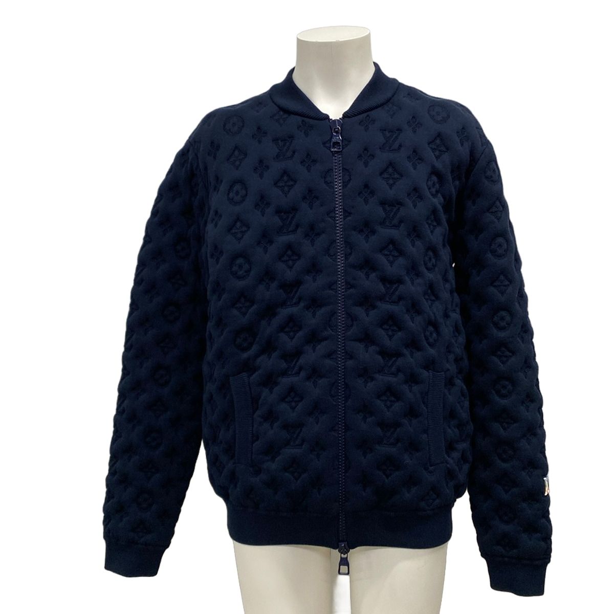 Louis Vuitton Jacket Embossed Monogram Bomber Dg0 Dark Navy Long Sleeve L