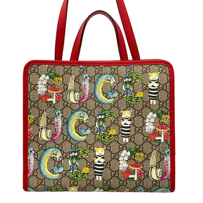Gucci Tote Bag Children's Yuko Higuchi GG Supreme Beige Red Multi Leather — view 4