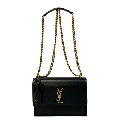 Saint Laurent Paris Shoulder Bag Sunset Medium Black Chain Leather