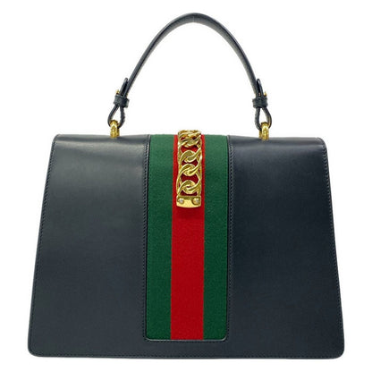 Gucci Handbag Sylvie Dark Navy Green Red Leather — view 3