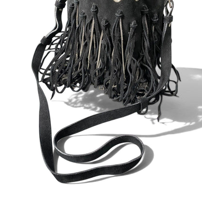 Saint Laurent Fringe Chain Bucket Bag Black — view 4