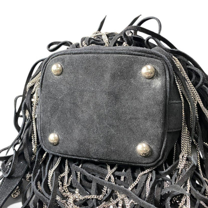 Saint Laurent Fringe Chain Bucket Bag Black — view 6