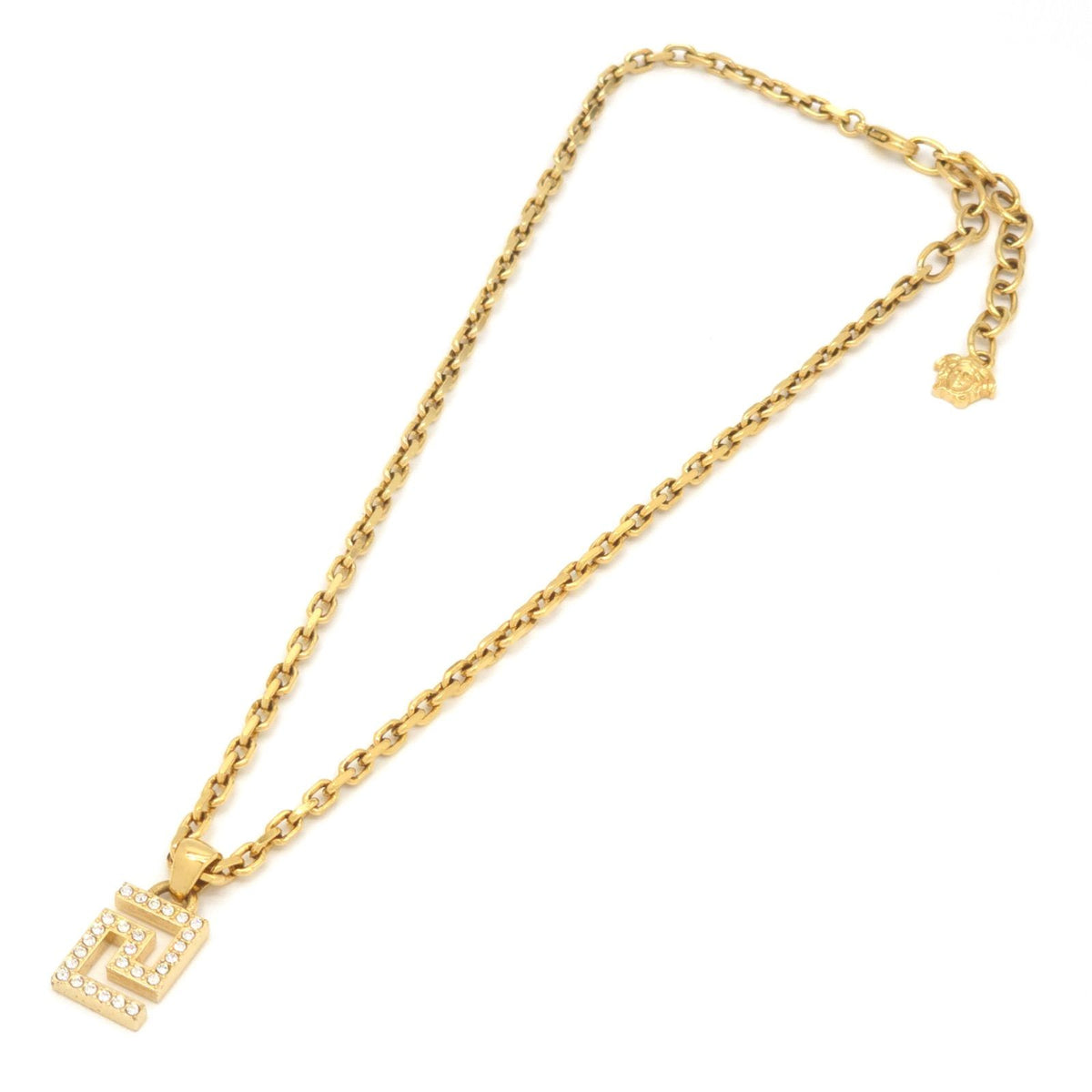 Versace Greca Pendant Crystal Medusa Charm Gold Tone Metal — view 2
