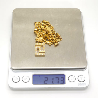 Versace Greca Pendant Crystal Medusa Charm Gold Tone Metal — view 7