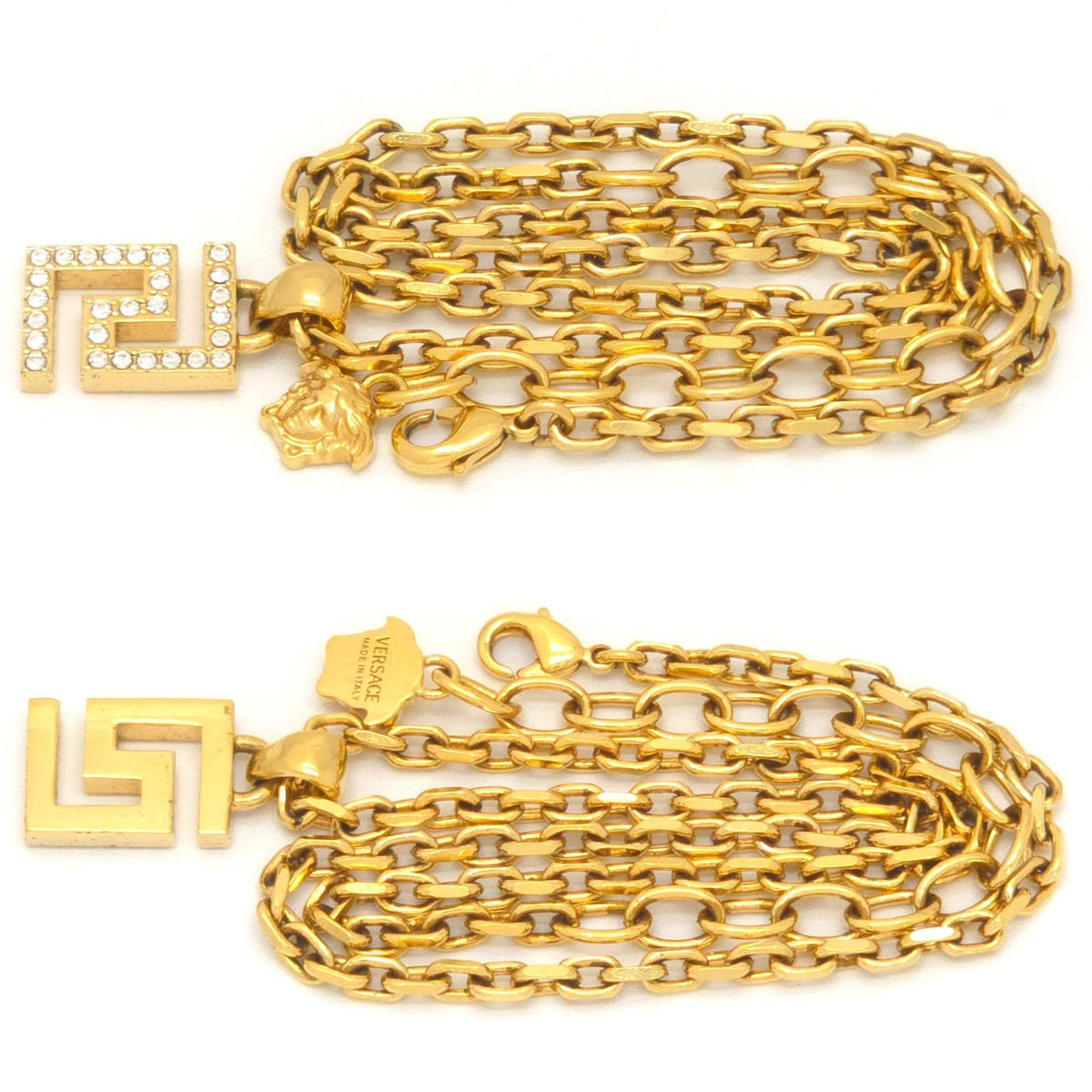 Versace Greca Pendant Crystal Medusa Charm Gold Tone Metal — view 4