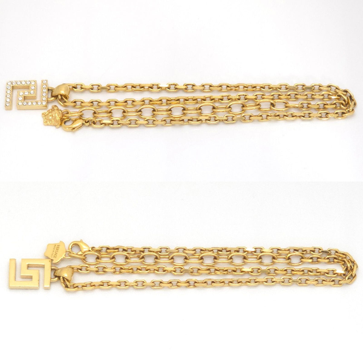 Versace Greca Pendant Crystal Medusa Charm Gold Tone Metal — view 3