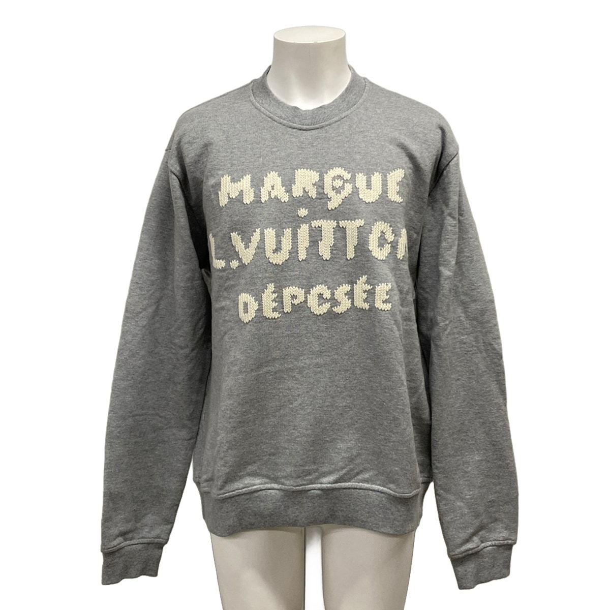 Louis Vuitton Sweatshirt Embroidery Signature Shirt Wsq Gray Ivory XL