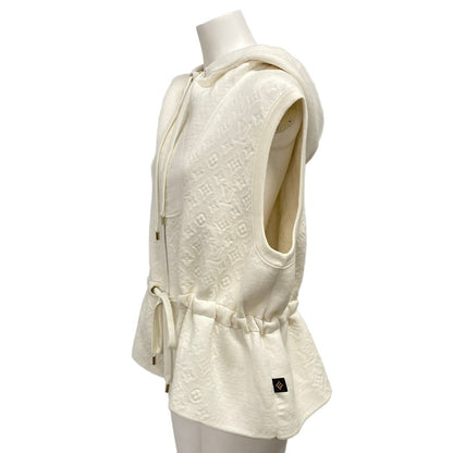 Louis Vuitton Vest Ivory Zip Up Embossed Monogram Wool XS — view 3