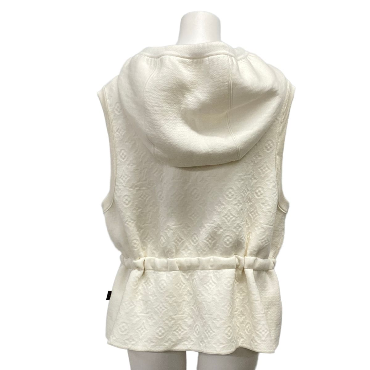 Louis Vuitton Vest Ivory Zip Up Embossed Monogram Wool XS — view 2