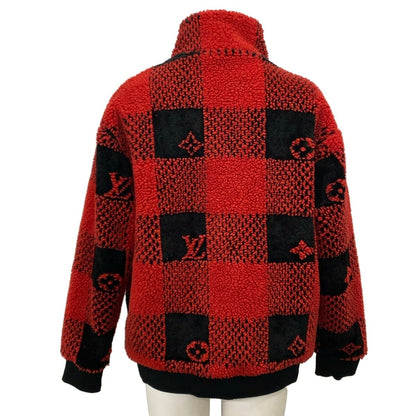 Louis Vuitton Jacket Njf Red Black Long Sleeve Damier Pattern Fleece Winter M — view 2