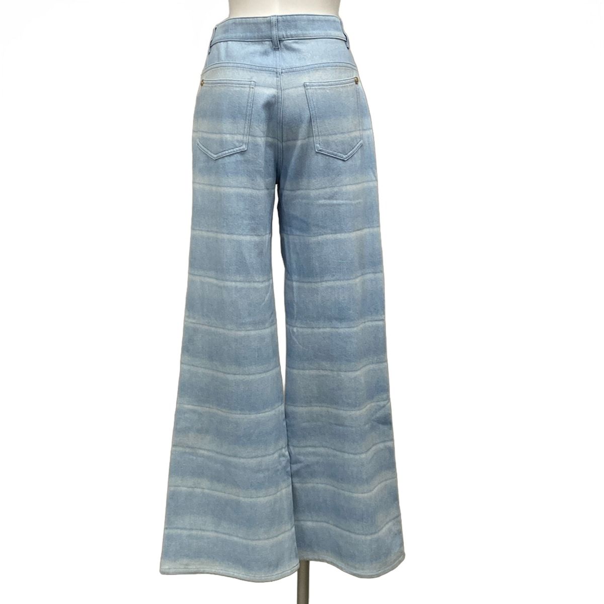 Chanel Jeans M Light Blue Full Length Border Lame Cotton 38 — view 2