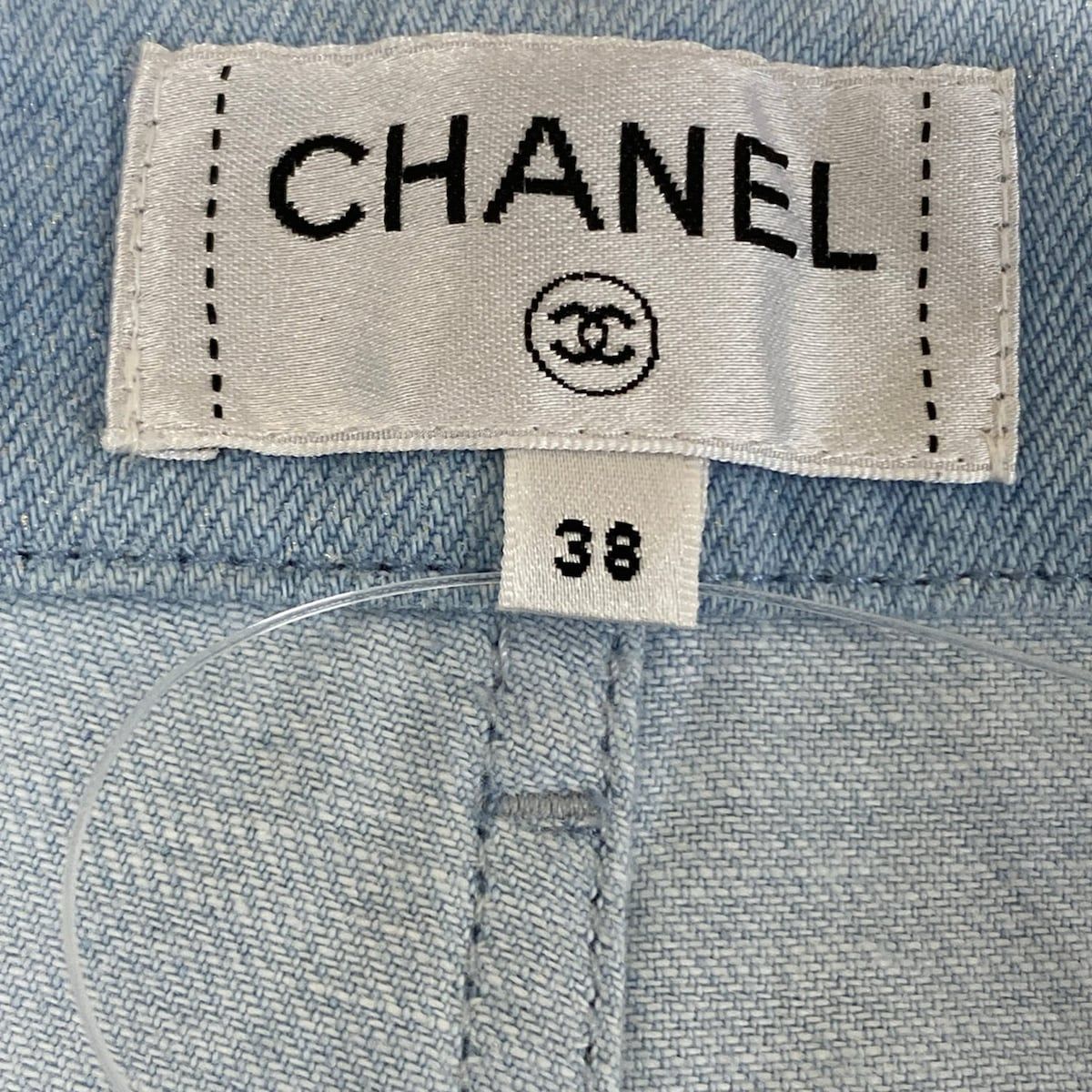 Chanel Jeans M Light Blue Full Length Border Lame Cotton 38 — view 3