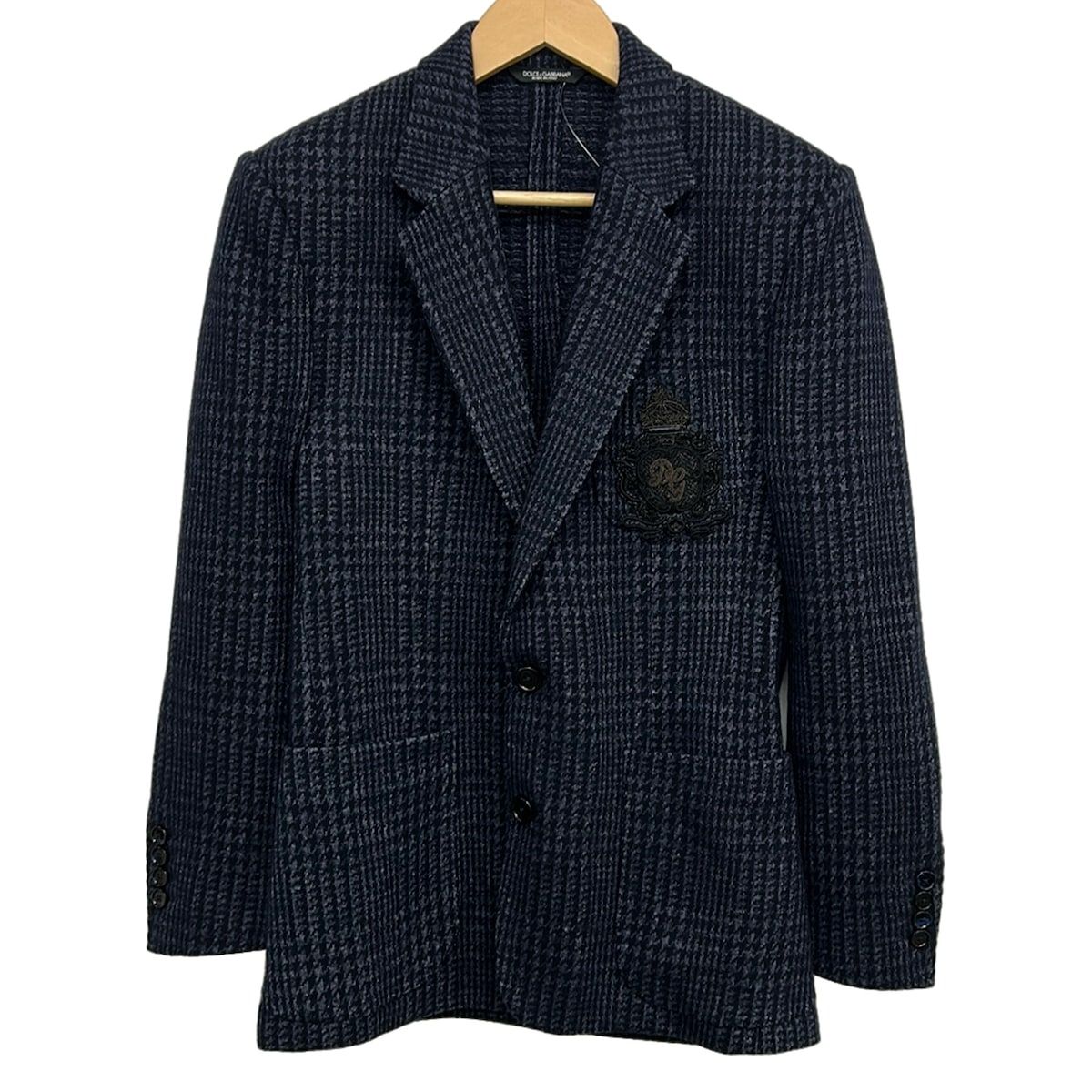 Dolce & Gabbana Jacket S Navy Dark Long Sleeve Chidori Plaid Autumn Winter 46