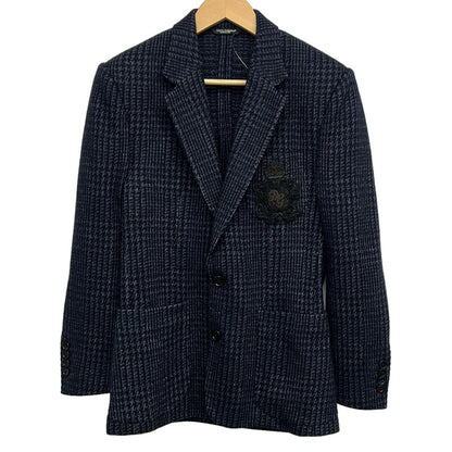 Dolce & Gabbana Jacket S Navy Dark Long Sleeve Chidori Plaid Autumn Winter 46