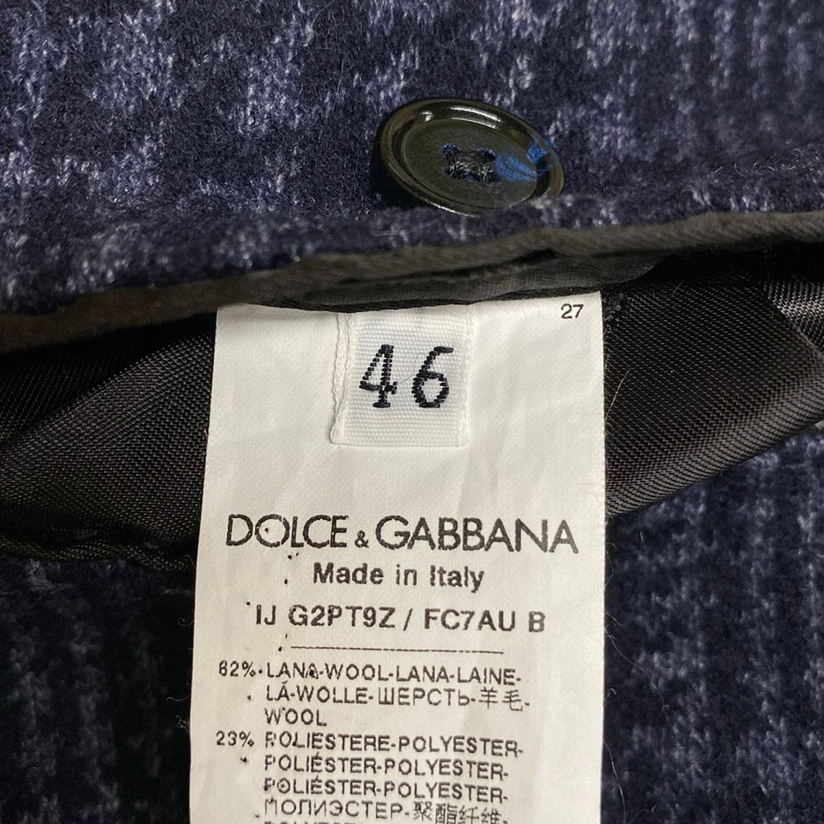 Dolce & Gabbana Jacket S Navy Dark Long Sleeve Chidori Plaid Autumn Winter 46 — view 5