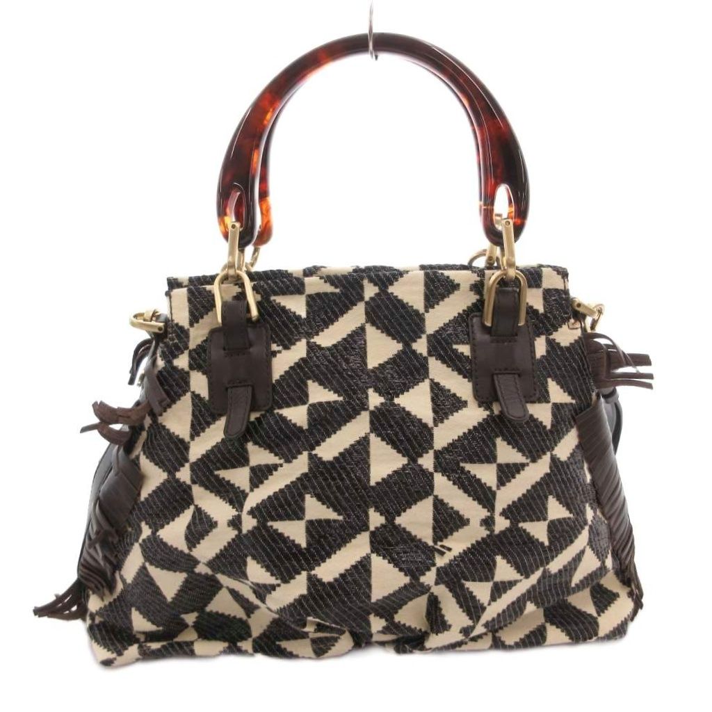Max Mara Weekend Line 2-Way Shoulder Bag Black Ivory All Over Print — view 2