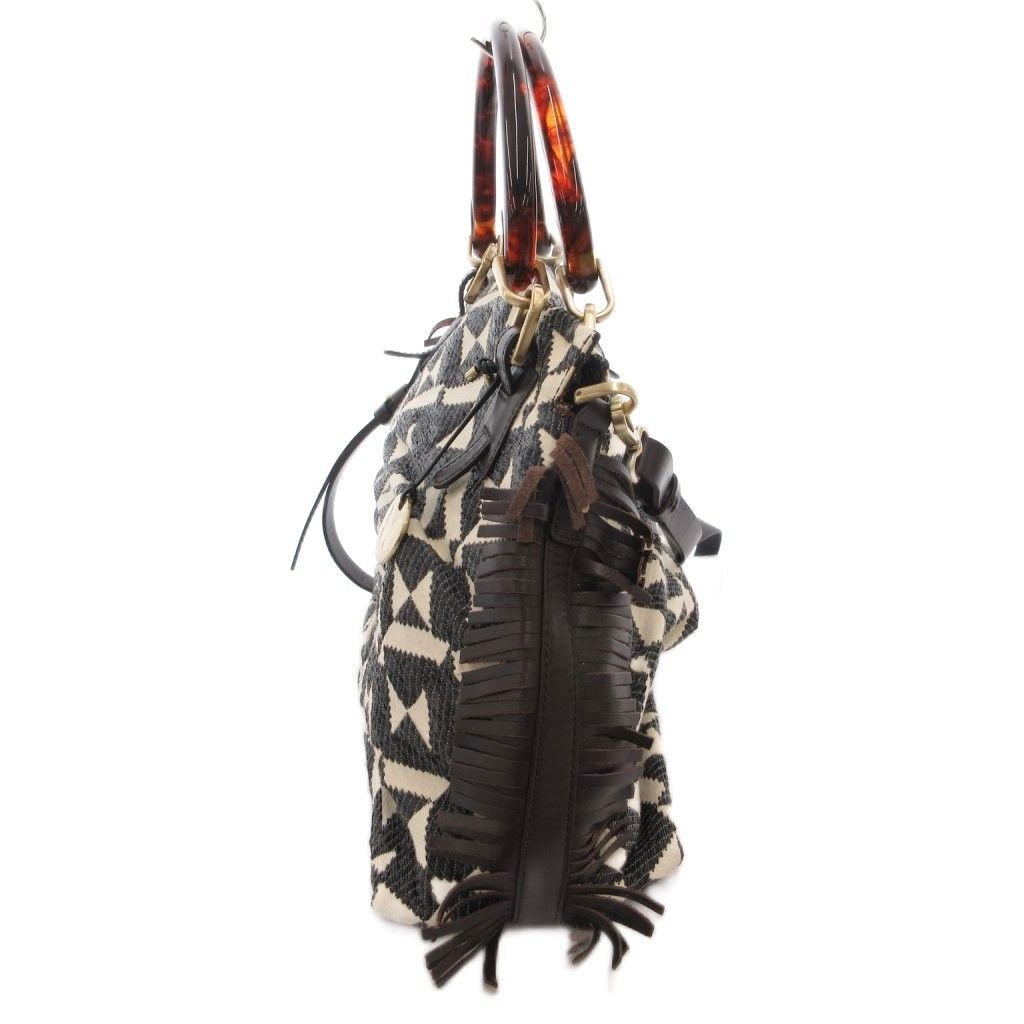Max Mara Weekend Line 2-Way Shoulder Bag Black Ivory All Over Print — view 3