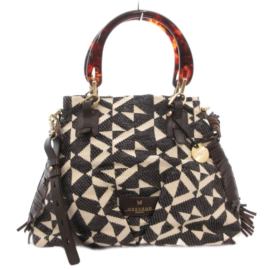 Max Mara Weekend Line 2-Way Shoulder Bag Black Ivory All Over Print