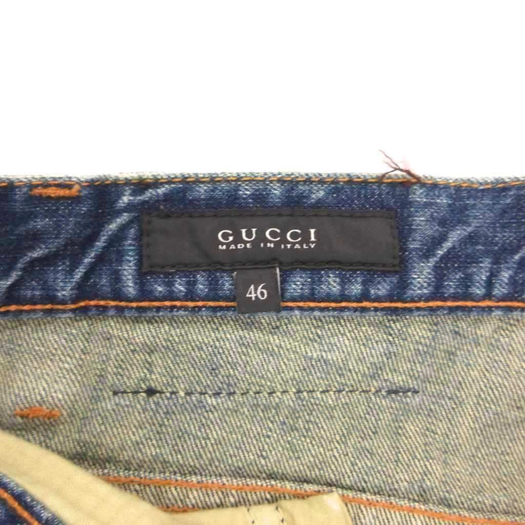 Gucci Straight Denim Pants Jeans Blue Button Fly Sherry Line Horsebit 46 — view 6