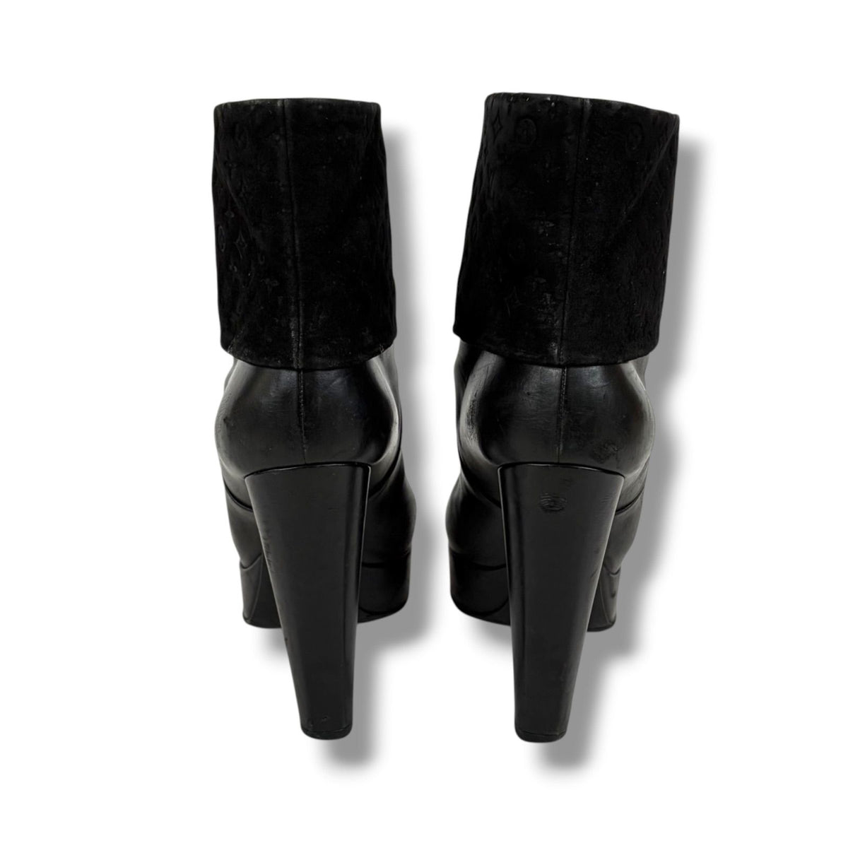 Louis Vuitton Monogram Leather Ankle Boots Lambskin Black — view 5
