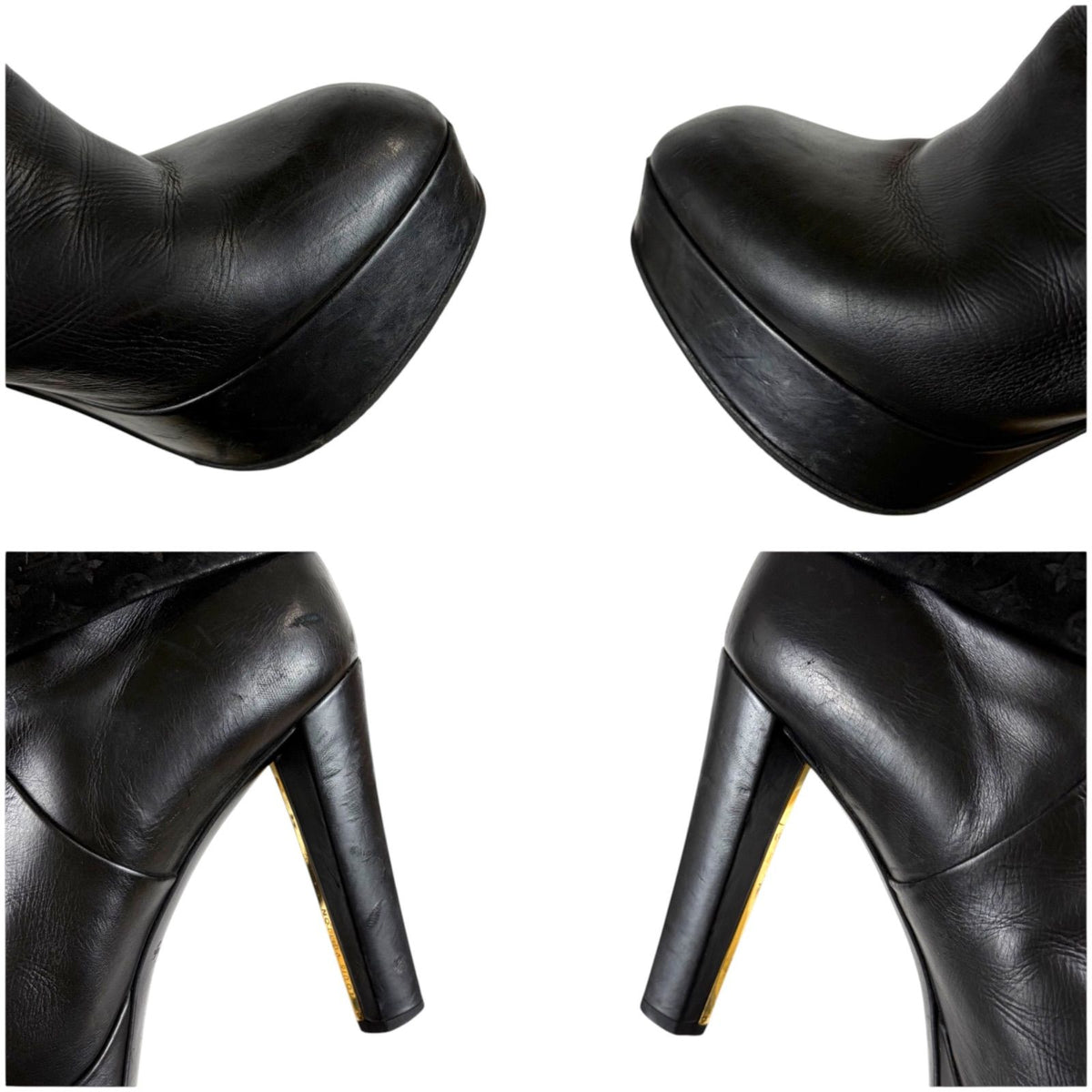 Louis Vuitton Monogram Leather Ankle Boots Lambskin Black — view 8