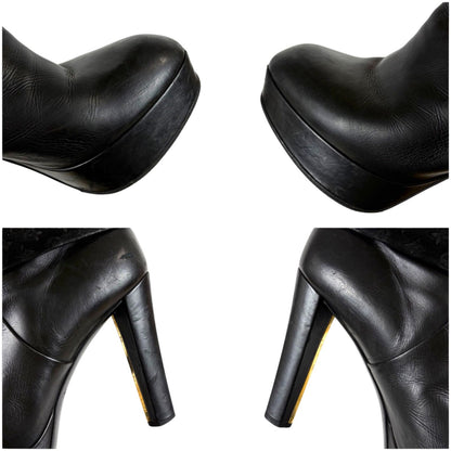 Louis Vuitton Monogram Leather Ankle Boots Lambskin Black — view 8