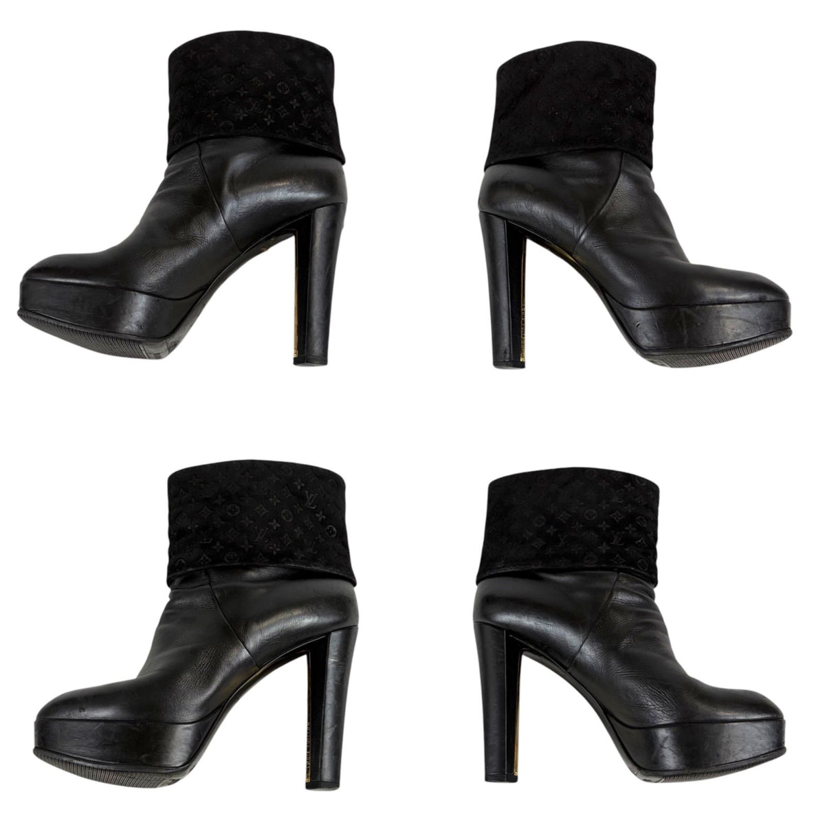 Louis Vuitton Monogram Leather Ankle Boots Lambskin Black — view 6