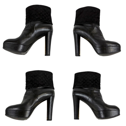 Louis Vuitton Monogram Leather Ankle Boots Lambskin Black — view 6