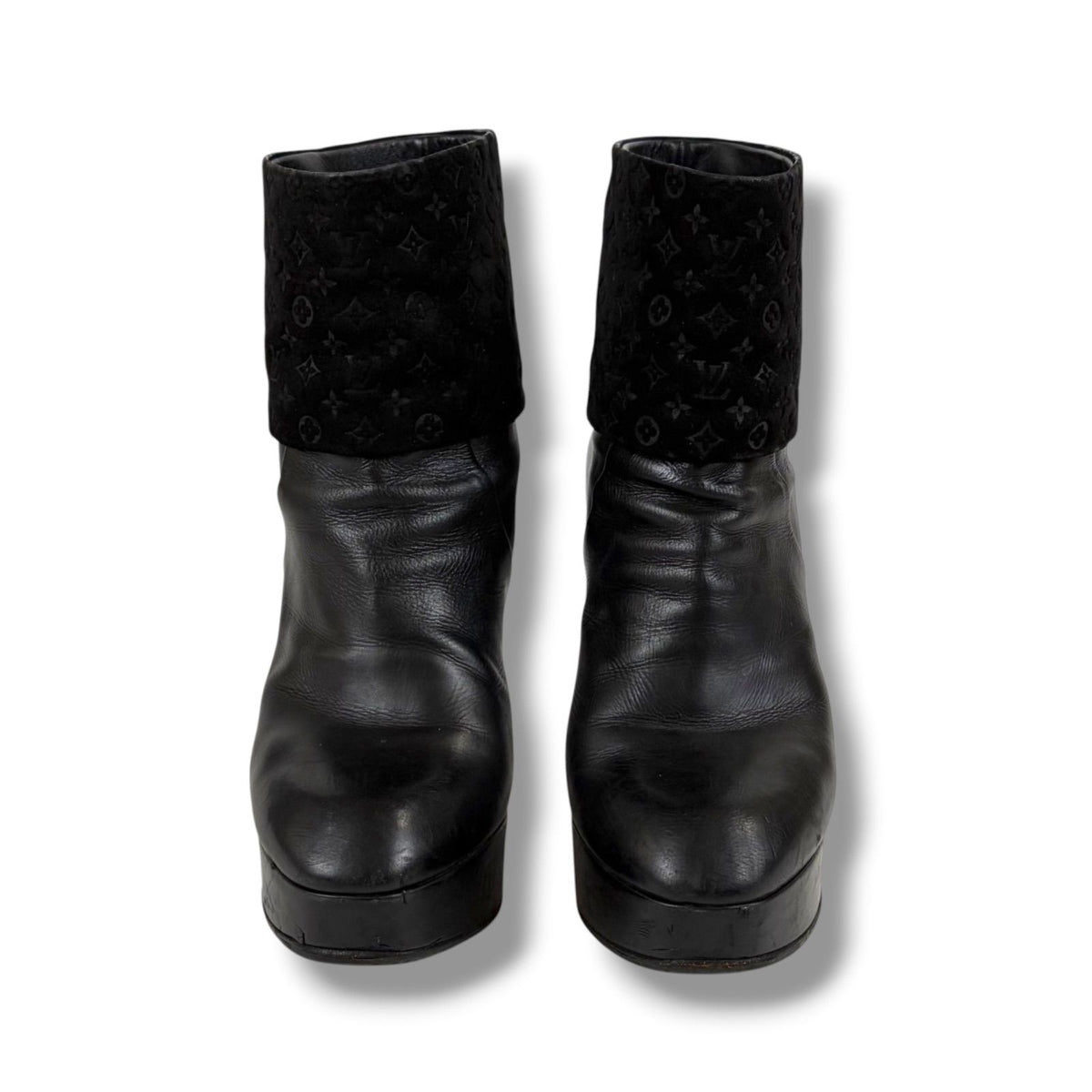Louis Vuitton Monogram Leather Ankle Boots Lambskin Black — view 4