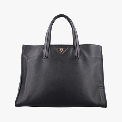 Prada Triple Pocket Convertible Zip Tote Bag Black Saffiano Leather 7