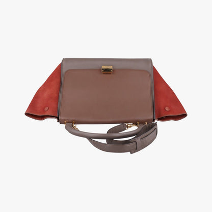 Celine Trapeze Medium Orange Brown Leather Suede Handbag — view 8